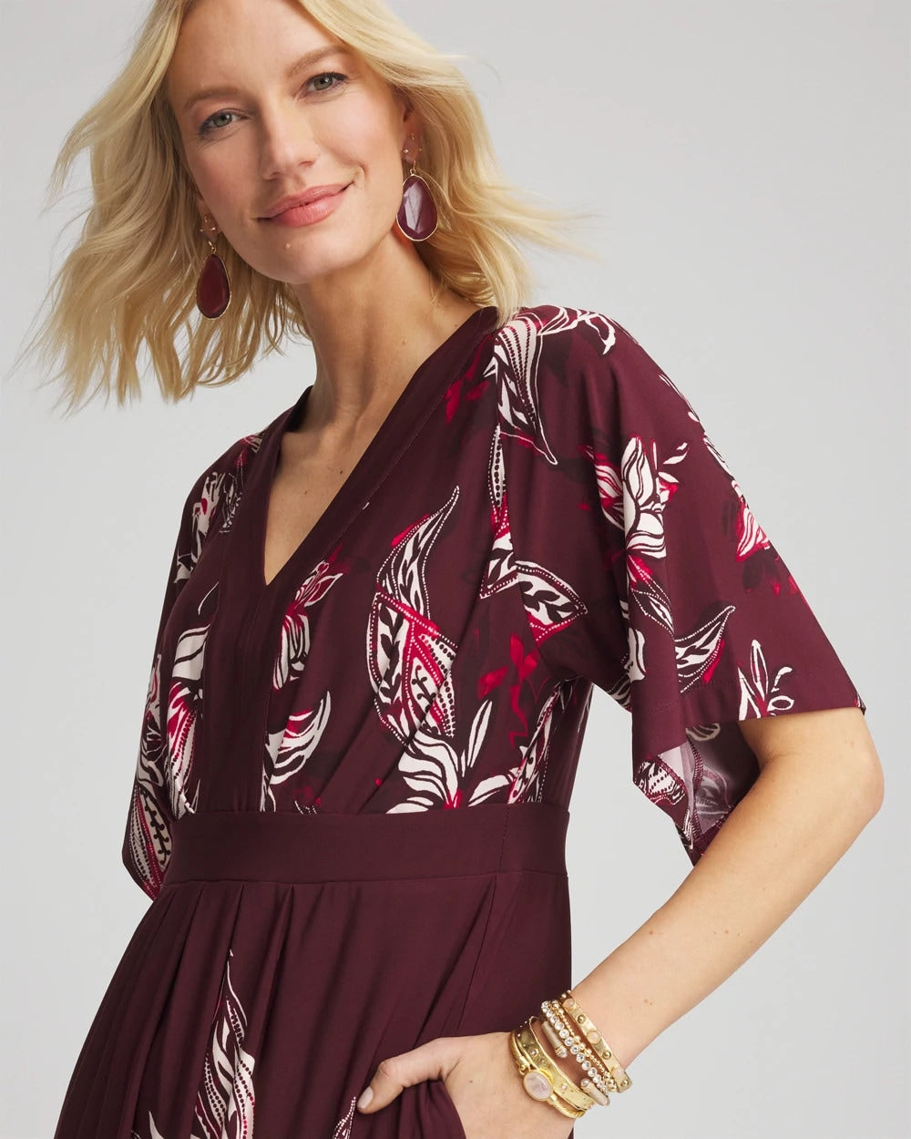Petite Floral Flutter-Sleeve Maxi Dress - Chico's