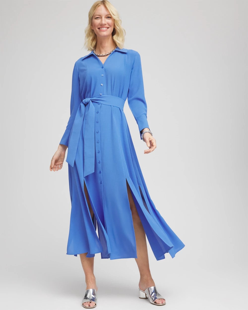 Belted Split Hem Maxi Shirtdress - Chico's