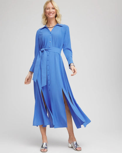 Belted Split Hem Maxi Shirtdress - Chico's