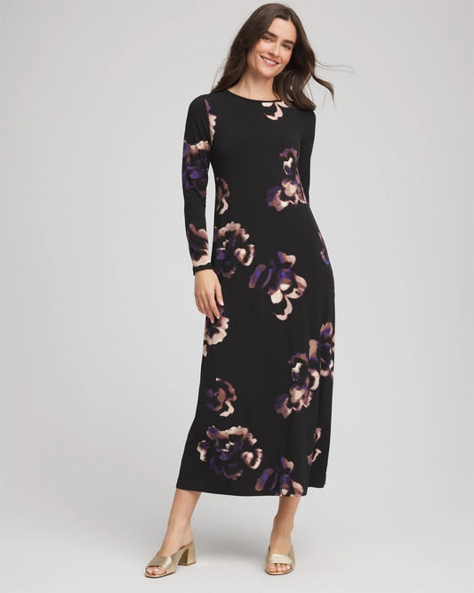 Petite Floral Boatneck Column Maxi Dress - Chico's