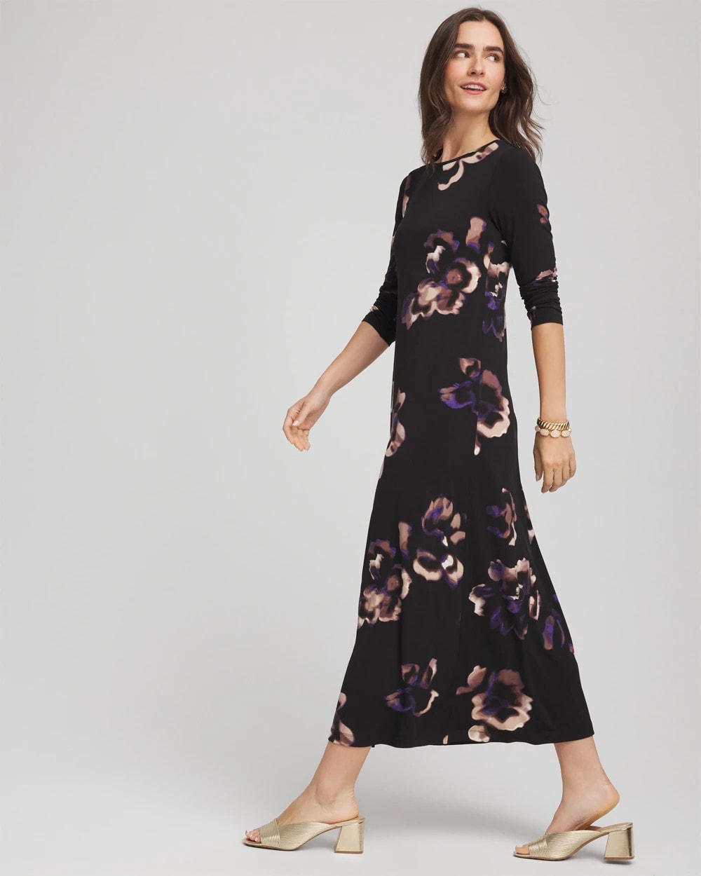 Petite Floral Boatneck Column Maxi Dress - Chico's