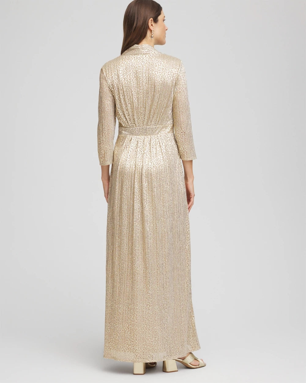 Petite Metallic Knit Pleated Maxi Dress - Chico's