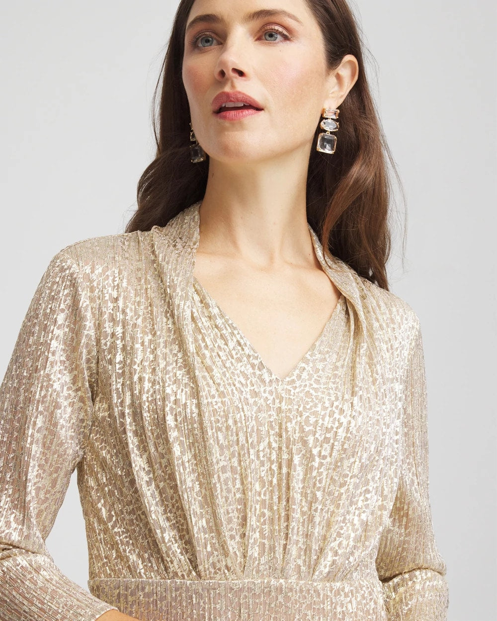 Petite Metallic Knit Pleated Maxi Dress - Chico's