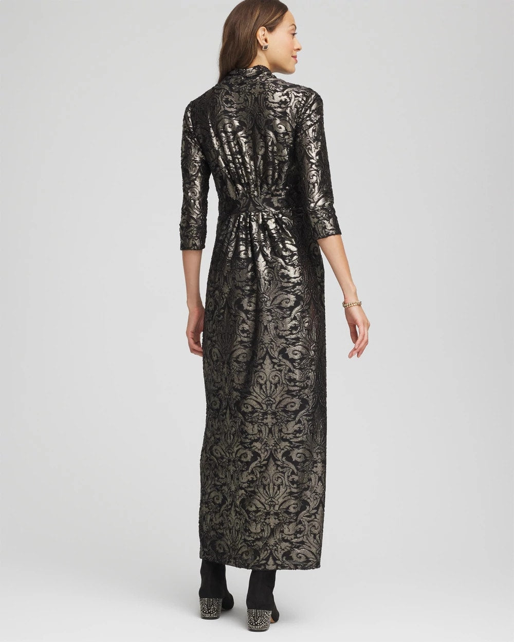 Petite Foiled Knit Pleated Maxi Dress - Chico's