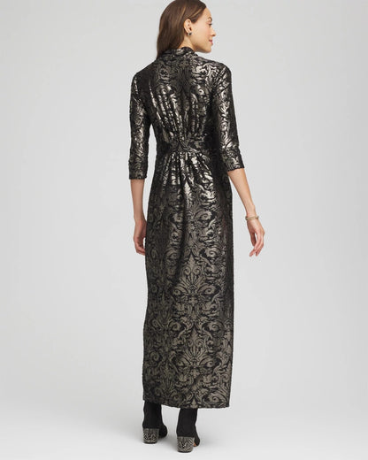 Petite Foiled Knit Pleated Maxi Dress - Chico's