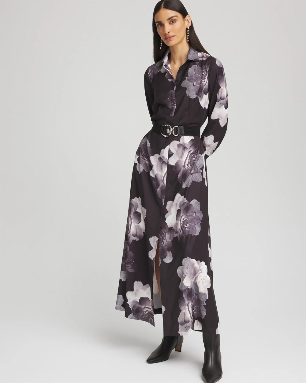 Petite Floral Print Maxi Shirt Dress - Chico's