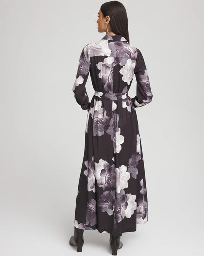 Petite Floral Print Maxi Shirt Dress - Chico's