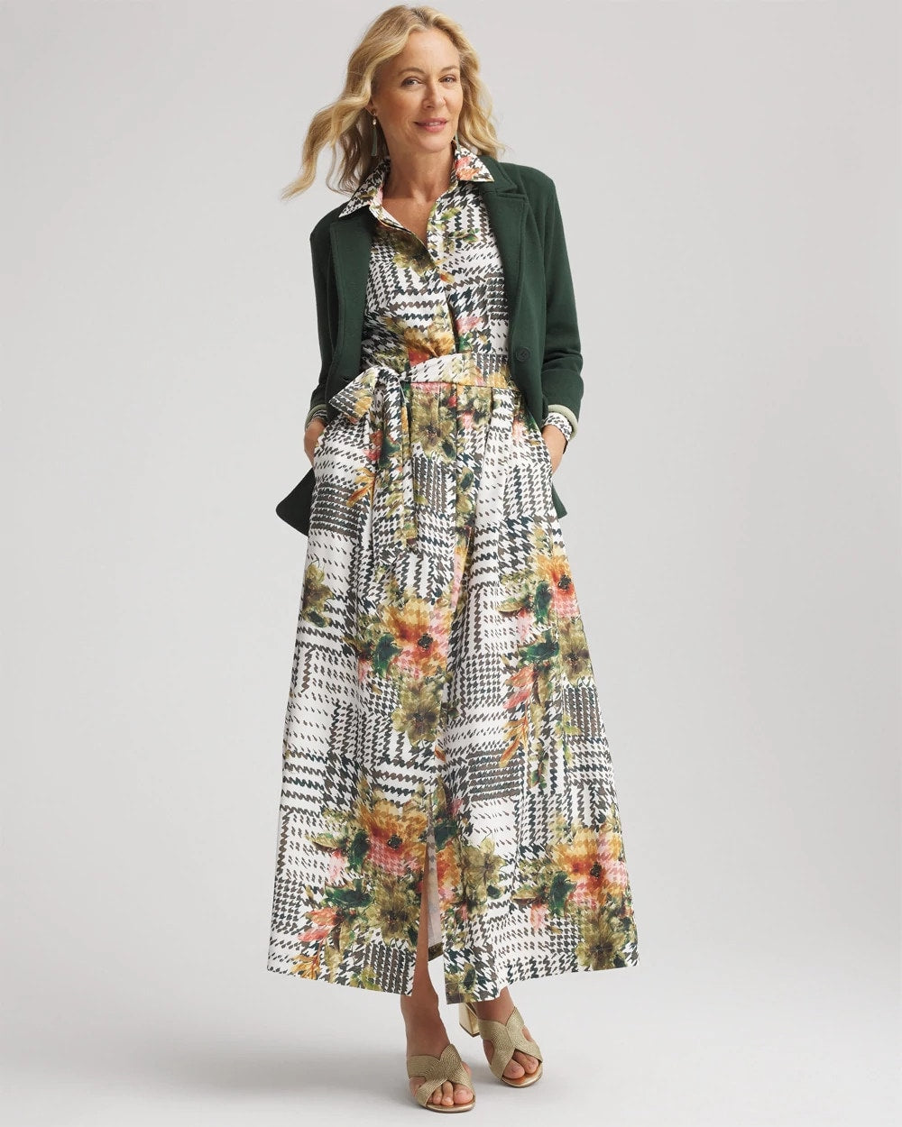 Petite Artisanal Floral Print Maxi Shirtdress - Chico's