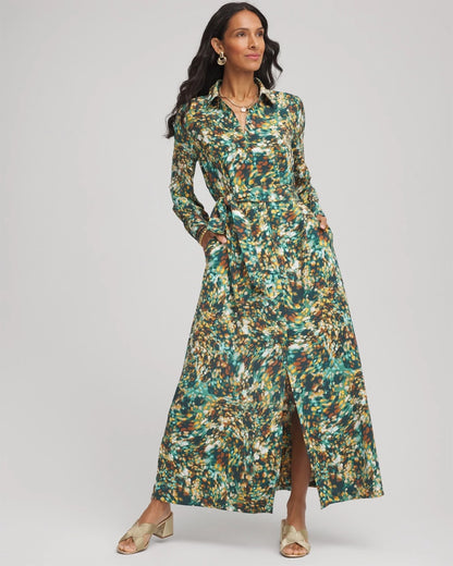 Petite Printed Long-Sleeved Shirtdress - Chico's