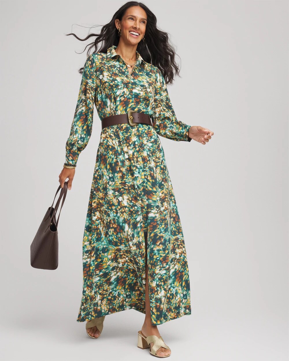 Petite Printed Long-Sleeved Shirtdress - Chico's