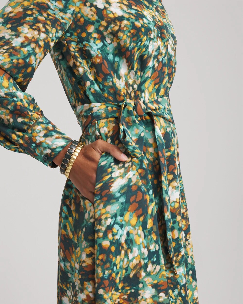 Petite Printed Long-Sleeved Shirtdress - Chico's