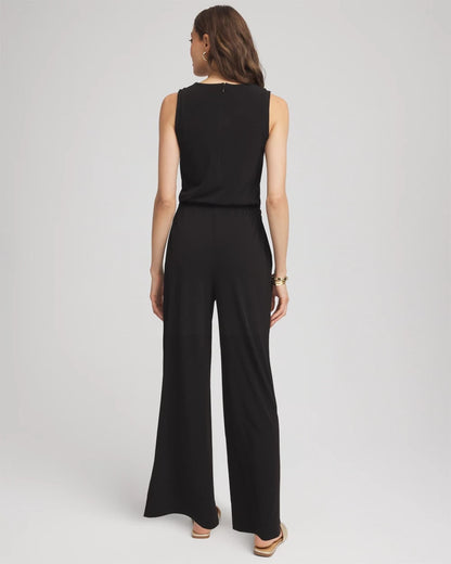 Petite Travelers™ Jersey Knit Chain-Trim Jumpsuit - Chico's