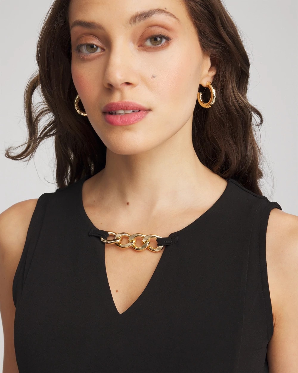 Petite Travelers™ Jersey Knit Chain-Trim Jumpsuit - Chico's