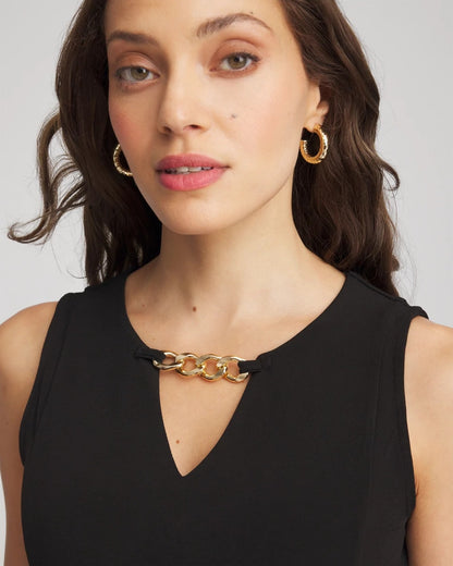 Petite Travelers™ Jersey Knit Chain-Trim Jumpsuit - Chico's