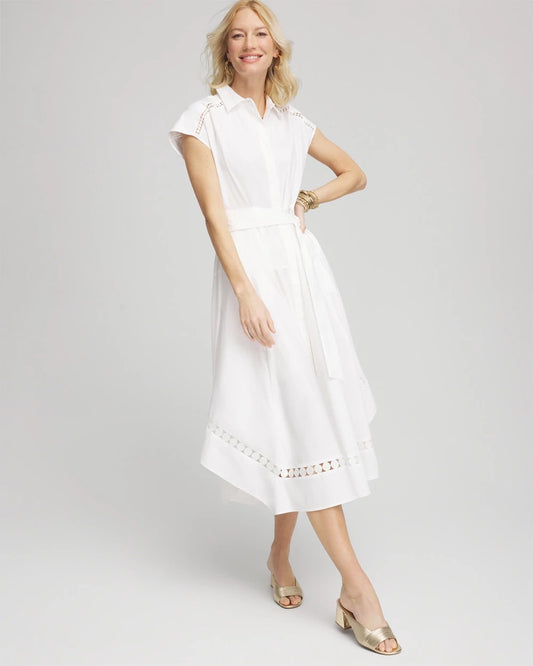 Petite Poplin Circle Trim Maxi Shirtdress - Chico's