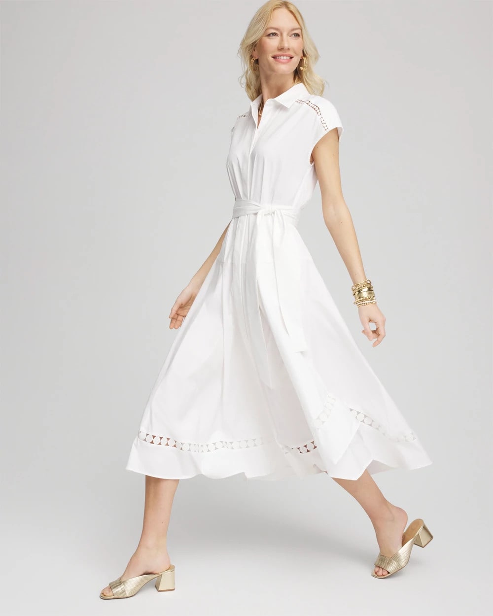 Petite Poplin Circle Trim Maxi Shirtdress - Chico's