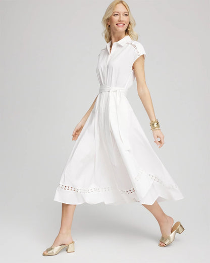 Petite Poplin Circle Trim Maxi Shirtdress - Chico's