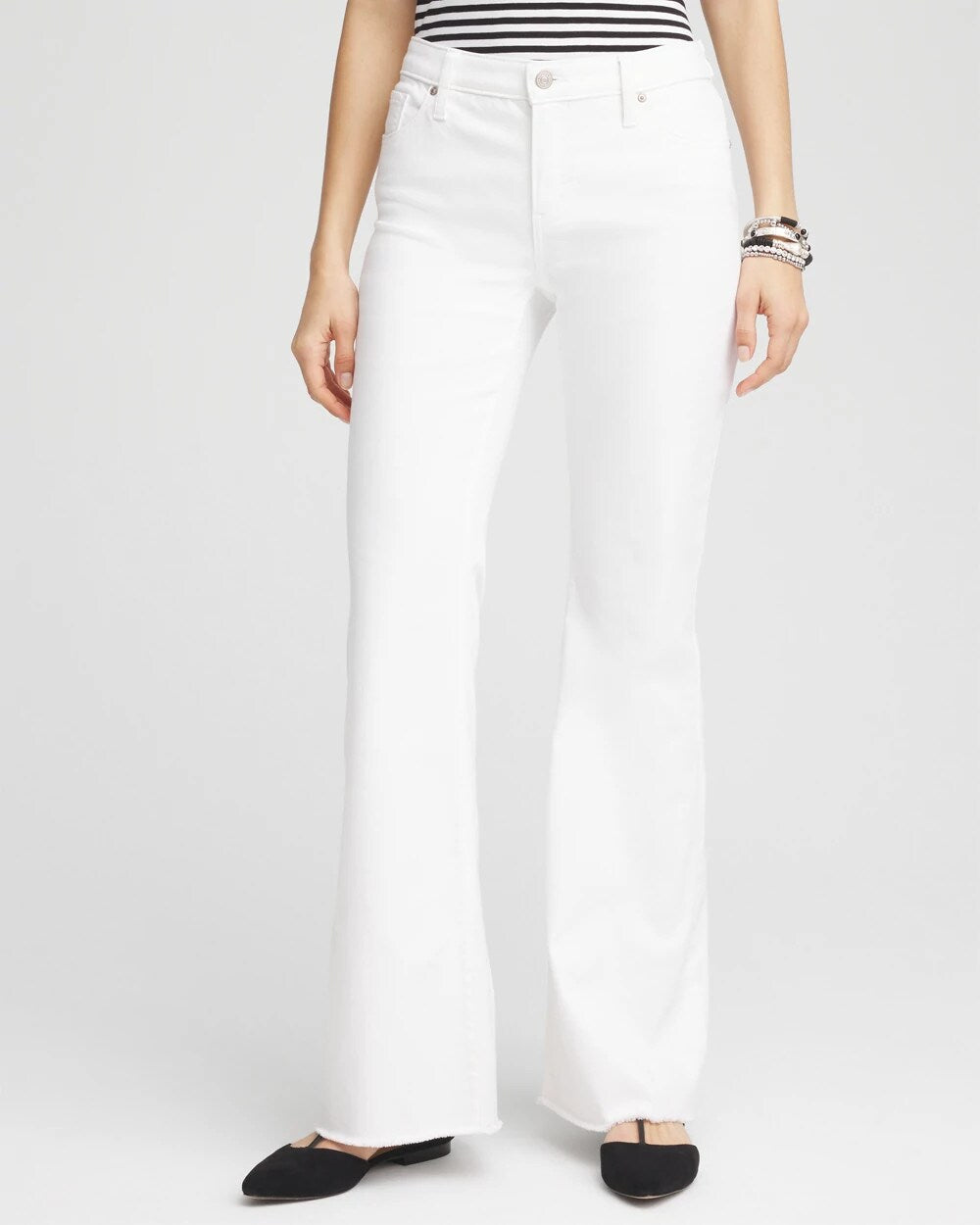 Petite Girlfriend No Stain Frayed Flared Jeans - Chico's
