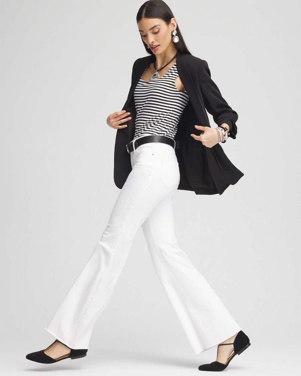 Petite Girlfriend No Stain Frayed Flared Jeans - Chico's