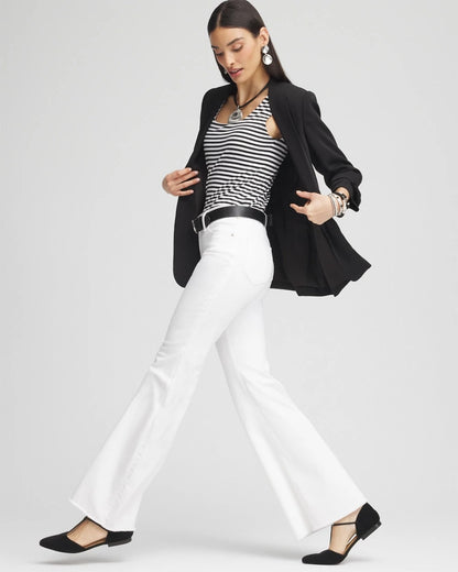 Petite Girlfriend No Stain Frayed Flared Jeans - Chico's
