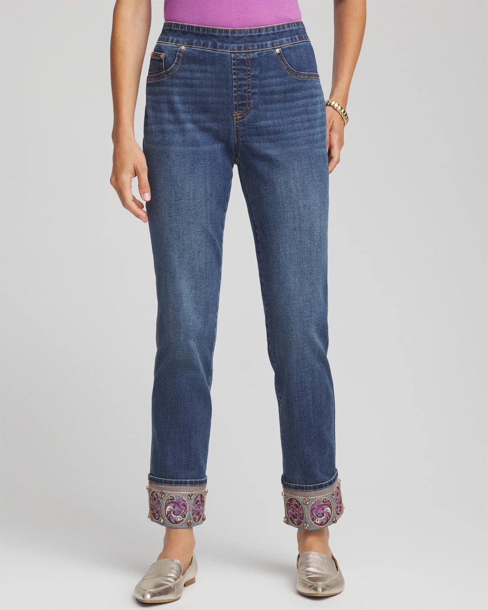 Petite Embellished Pull-On Slim Ankle Jeggings - Chico's