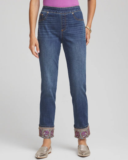 Petite Embellished Pull-On Slim Ankle Jeggings - Chico's