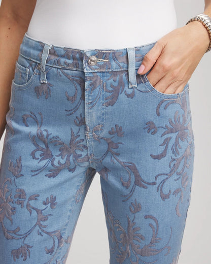 Petite Girlfriend Slim Ankle Flocked Jeans - Chico's