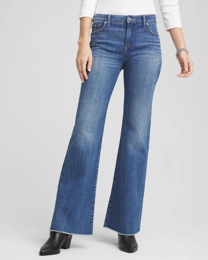 Petite Girlfriend Frayed Flared Jeans - Chico's