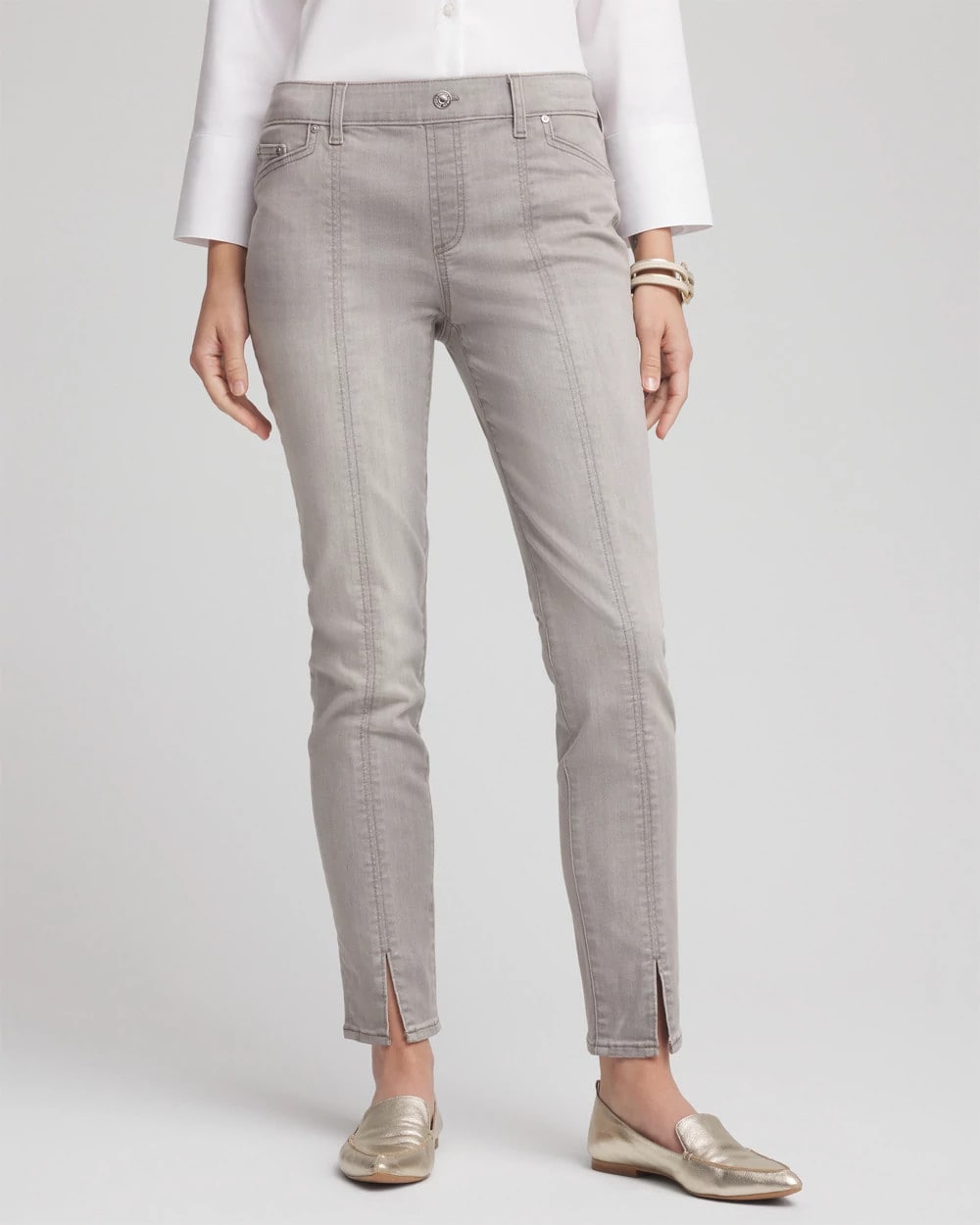 Petite Silver Pull-On Slim Ankle Jeggings - Chico's