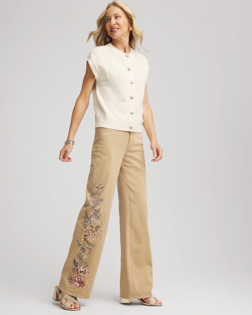 Petite Embroidered High-Rise Wide-Leg Jeans - Chico's