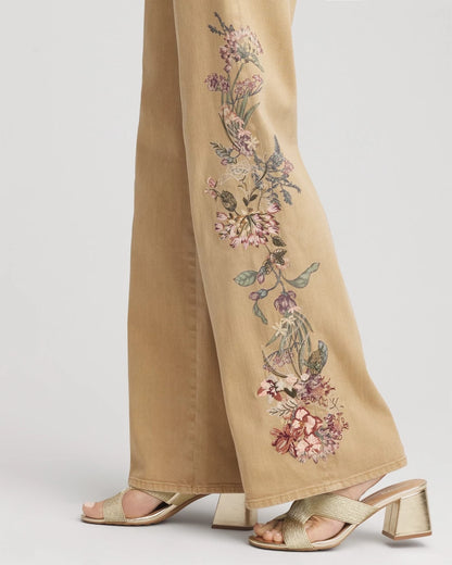 Petite Embroidered High-Rise Wide-Leg Jeans - Chico's