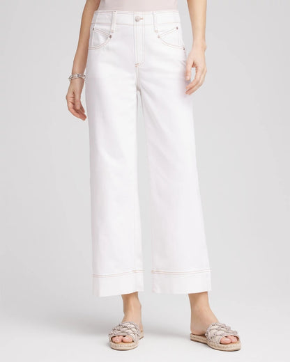 Petite No Stain Pull-On Wide Leg Cropped Jeans - Chico's