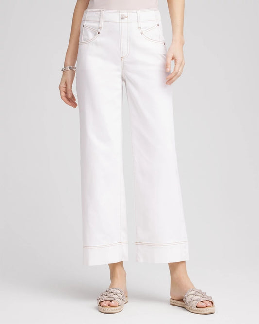 Petite No Stain Pull-On Wide Leg Cropped Jeans - Chico's