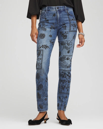 Petite Mixed-Media Girlfriend Slim Ankle Jeans - Chico's