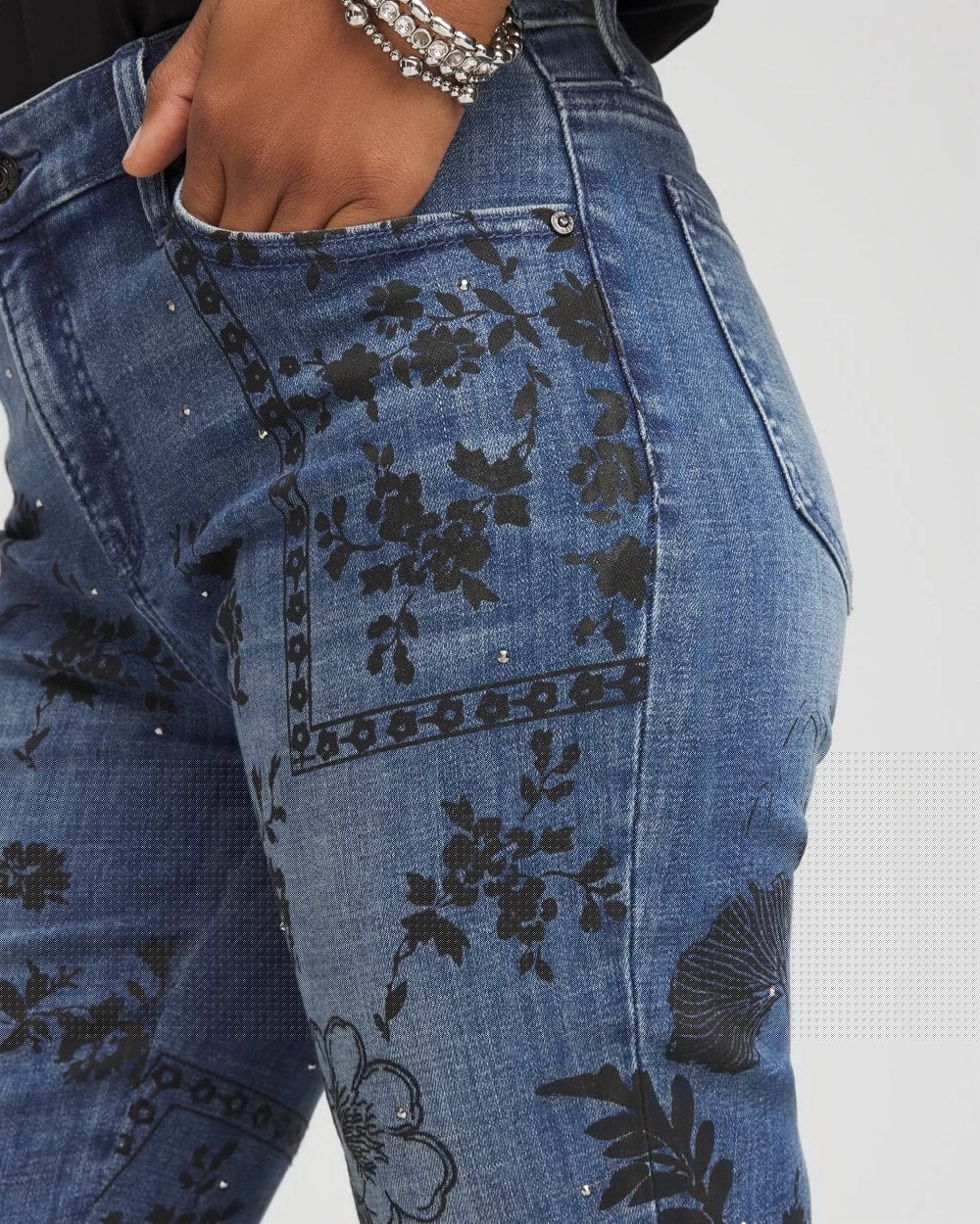 Petite Mixed-Media Girlfriend Slim Ankle Jeans - Chico's