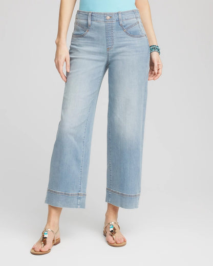 Petite Pull-On Wide Leg Cropped Jeans - Chico's