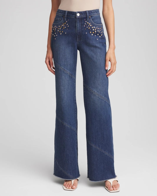 Petite Embellished Frayed Flared-Leg Jeans - Chico's