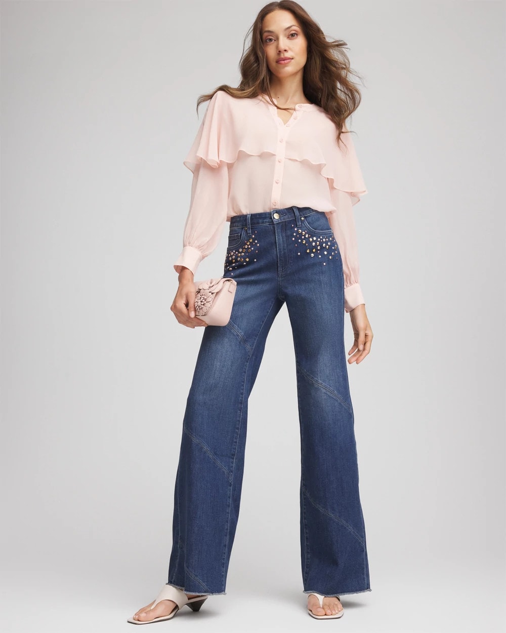 Petite Embellished Frayed Flared-Leg Jeans - Chico's