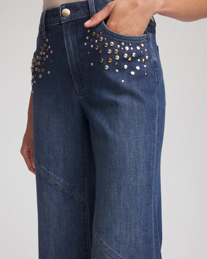 Petite Embellished Frayed Flared-Leg Jeans - Chico's