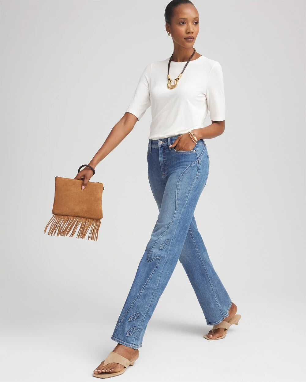 Petite Appliqué High-Rise Wide-Leg Jeans - Chico's