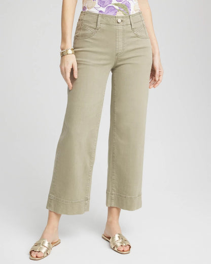 Petite Pull-On Wide-Leg Cropped Jeans - Chico's