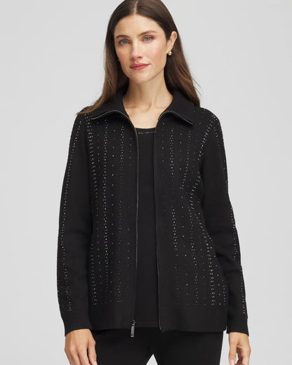 Zenergy® Luxe Diamante Zip Cardigan - Chico's