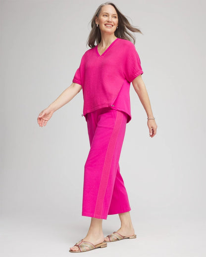 Zenergy® French Terry Gauze-Inset Cropped Pants - Chico's