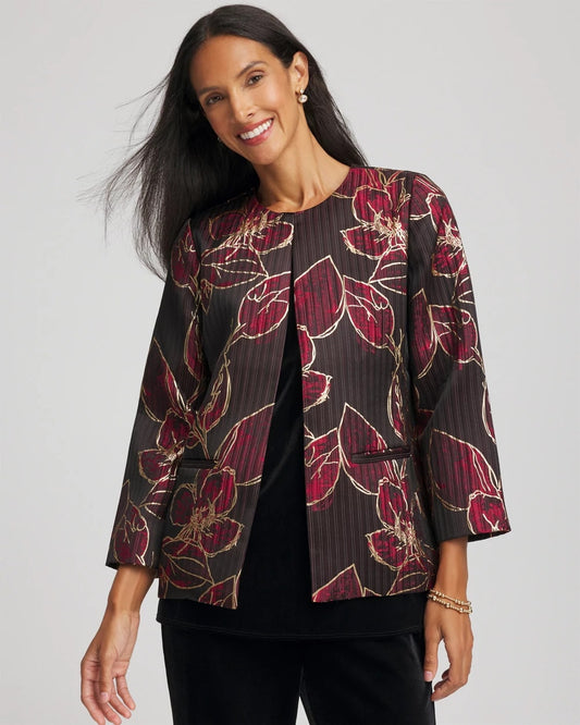Travelers™ Collection Jacquard Foiled Floral Jacket - Chico's