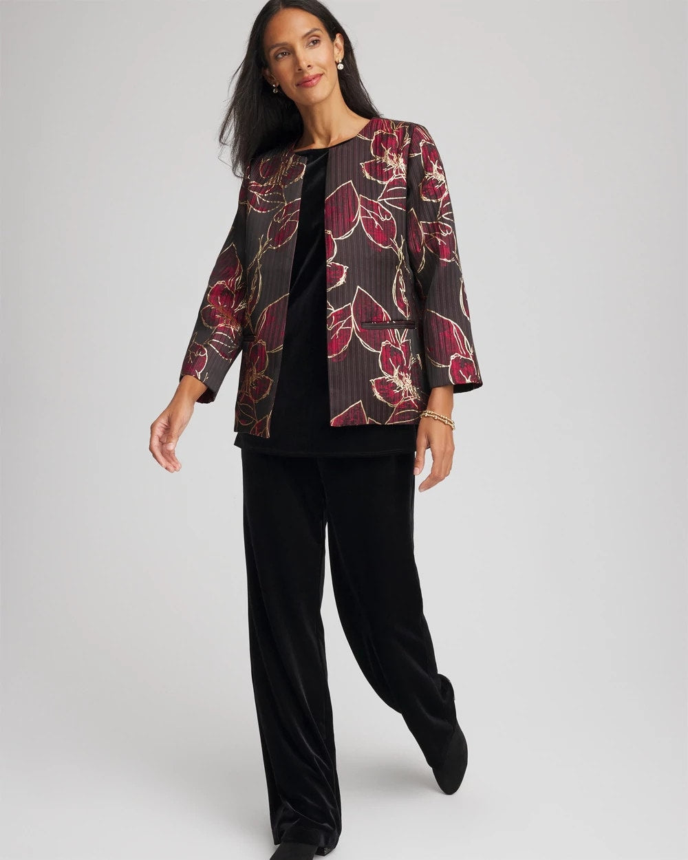 Travelers™ Collection Jacquard Foiled Floral Jacket - Chico's