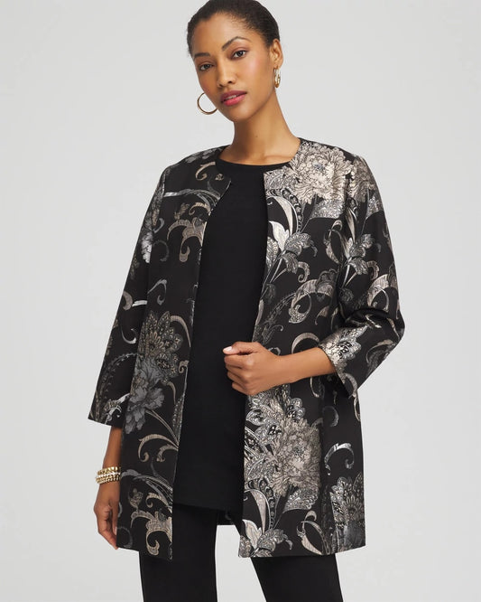 Travelers™ Collection Jacquard Floral Shine Jacket - Chico's