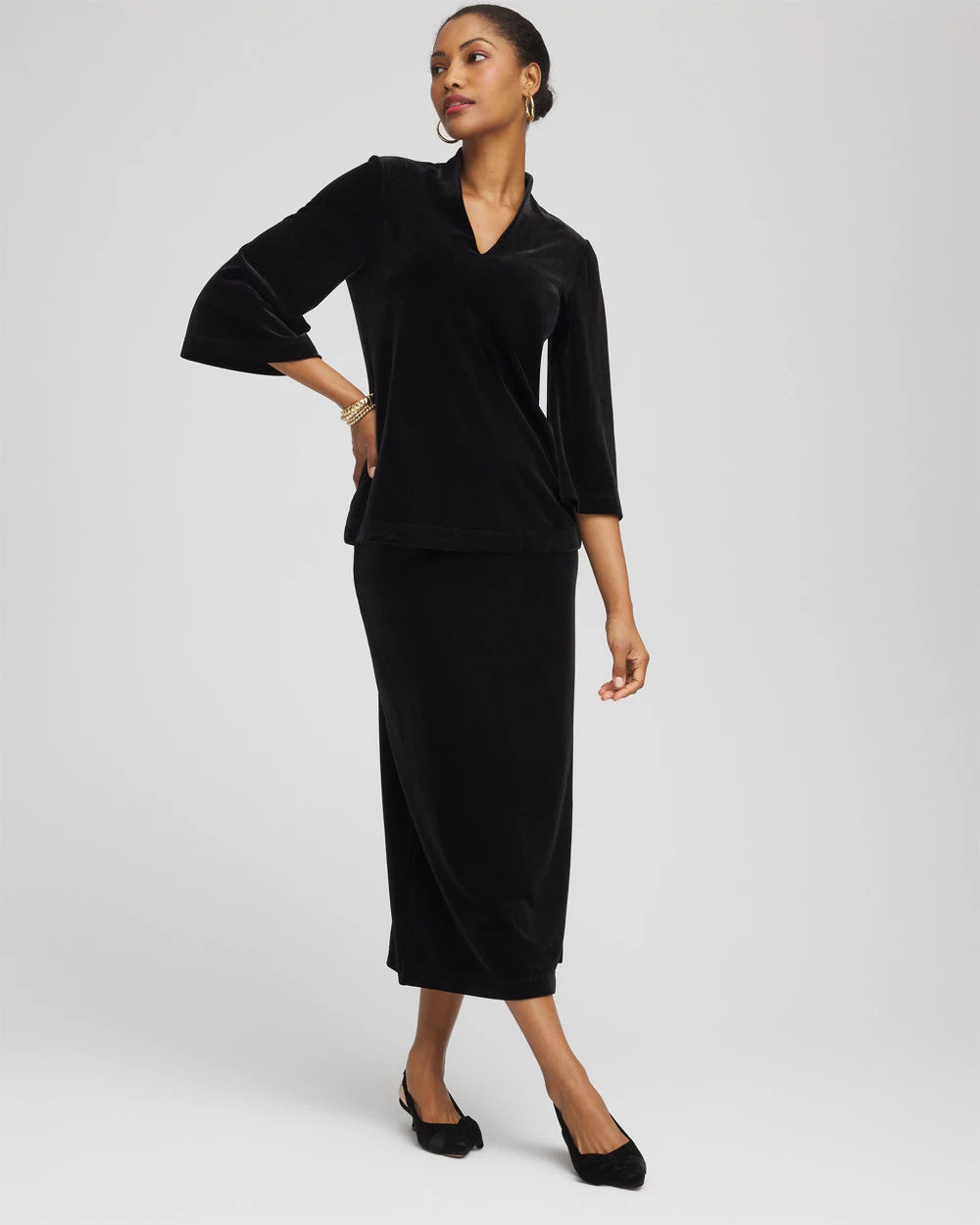 Travelers™ Velvet V-Neck Kimono Sleeve Top - Chico's