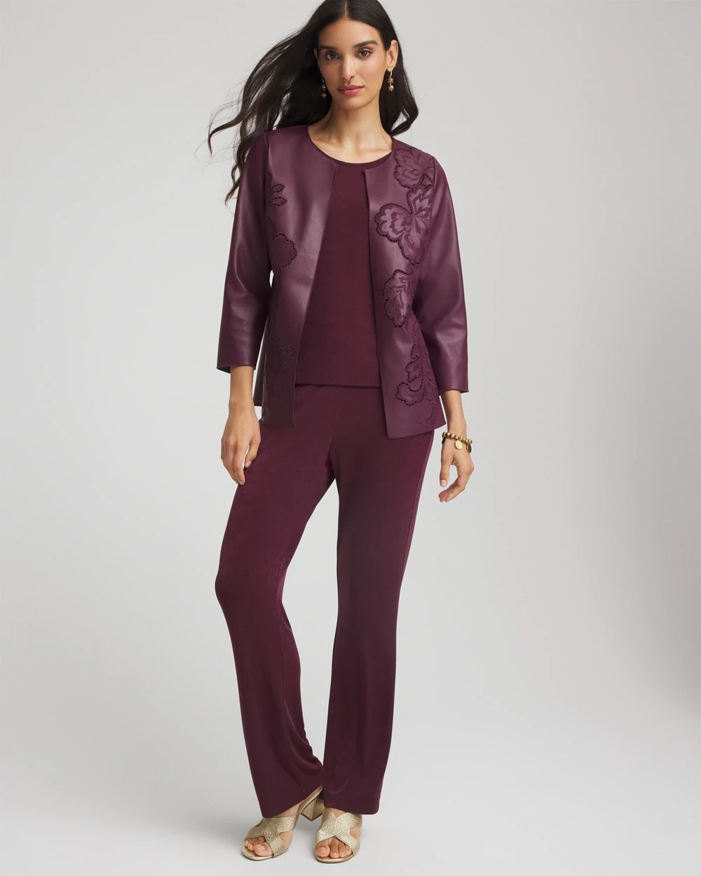 Travelers™ Collection Faux Leather Embroidered Jacket - Chico's
