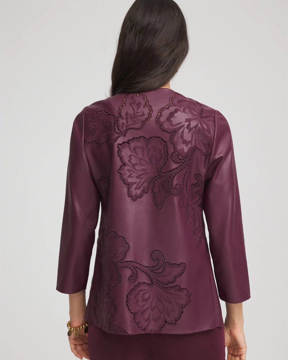 Travelers™ Collection Faux Leather Embroidered Jacket - Chico's