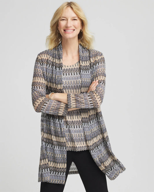 Travelers™ Knit Chevron Open-Front Cardigan - Chico's